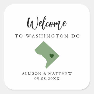 Sticker Carré Sac d'accueil Mariage de Washington DC couleur
