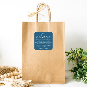 Sticker Carré Sac d'accueil personnalisé minimaliste pour mariag