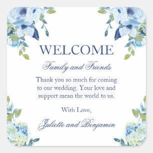Sticker Carré Sac de bienvenue de mariage floral Juliette Dusty