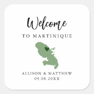 Sticker Carré Sac ou boîte de bienvenue pour Mariage couleur Mar