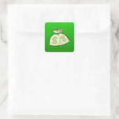 Sticker Carré Sacs d'argent ; vert (Sac)