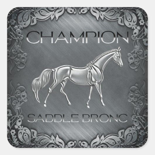 Sticker Carré Saddle Bronc Champion Rodéo Plaque gravée (Devant)