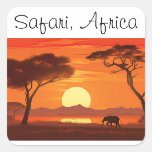Sticker Carré Safari africain vintage 