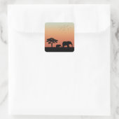 Sticker Carré Safari Afrique Sunset Elephant Silhouette (Sac)