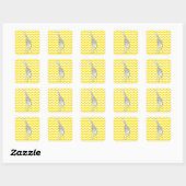 Sticker Carré Safari Jaune d'or Chevron avec Giraffe d'art pop (Feuille)