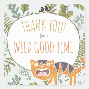 Sticker Carré Safari sauvage Jungle Animaux Baby shower botaniqu
