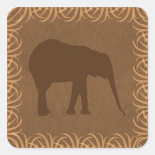 Sticker Carré Safari Thème Elephant Silhouette