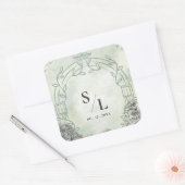 Sticker Carré Sage Green Arch Monogram Initials Wedding Envelope (Enveloppe)