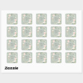 Sticker Carré Sage Green Blush Ivory Merci Floral (Feuille)