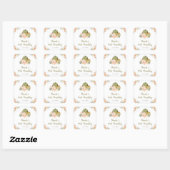 Sticker Carré Sage Green et Peach Floral Citrouille Anniversaire (Feuille)