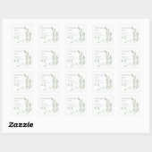 Sticker Carré Sage Green Feuilles Noms de date Mariage (Feuille)