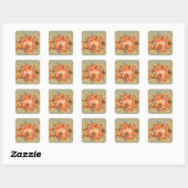 Sticker Carré Sage Green & Orange Citrouille Bounty Thanksgiving (Feuille)