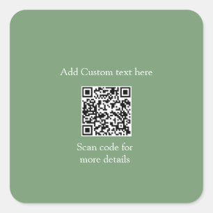Sticker Carré Sage green scan QR ajouter du texte personnalisé s