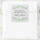 Sticker Carré Sage Greenery Mariage Welcome Bag, (Sac)