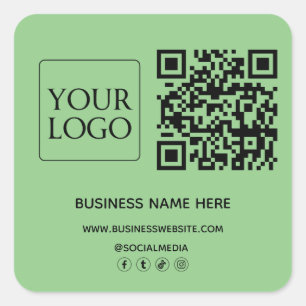 Sticker Carré Sage QR Code Business Logo Website Social Media