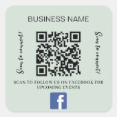 Sticker Carré Sage vert nom d'entreprise qr code Facebook (Devant)