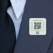 Sticker Carré Sage vert nom d'entreprise qr code Facebook