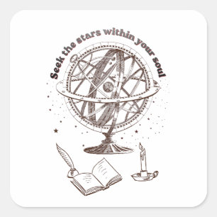 Sticker Carré Sagesse de l'âme céleste Sphère armillaire vinta