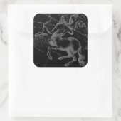Sticker Carré Sagittarius Constellation Hevelius Map on Black (Sac)