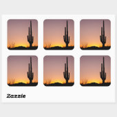 Sticker Carré Saguaro Cactus au coucher du soleil (Feuille)