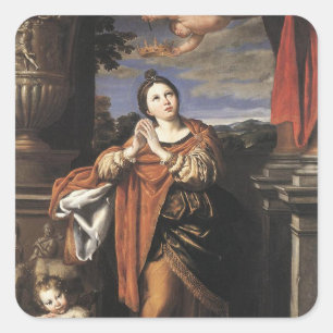 Sticker Carré Saint Agnes par Domenichino (c. 1620)