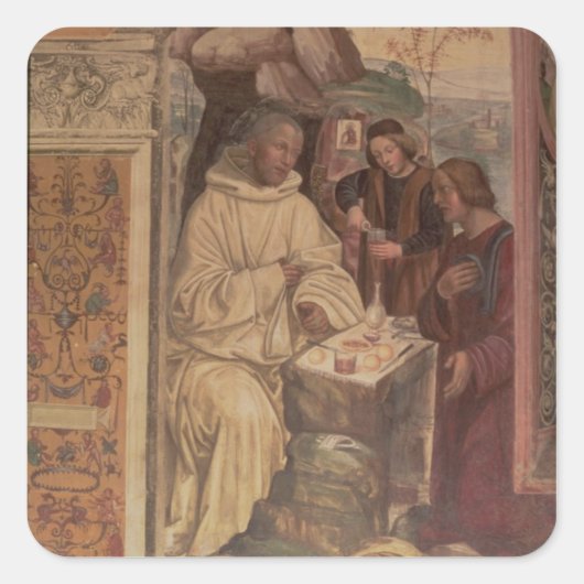 Sticker Carré Saint Benoît contre un paysage, de la vie ou (Devant)