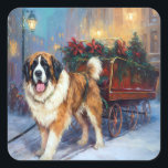 Sticker Carré Saint Bernard Christmas Festive<br><div class="desc">Préparez-vous à fêter la saison des Fêtes avec notre charmant Chien Noël Design Pittoresque! Ce délicieux produit présente d'adorables compagnons canins qui se frolent au milieu d'un pays merveilleux hivernal, orné de lumières scintillantes, de saints et d'ornements festifs. Votre coeur fondra lorsque vous verrez des chiens habillés de chapeaux de...</div>