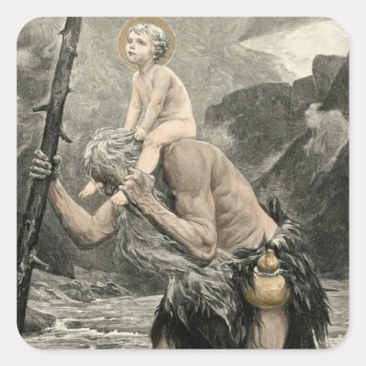 Sticker Carré Saint Christopher Christ Prière Voyage Engrèvement (Devant)