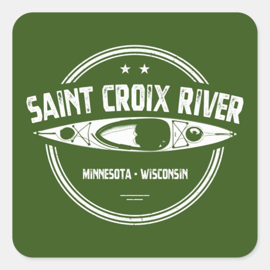 Sticker Carré Saint Croix River Minnesota Wisconsin Kayaking (Devant)