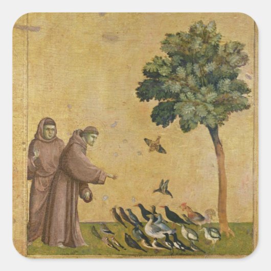 Sticker Carré Saint François d'Assise prêchant aux oiseaux (Devant)