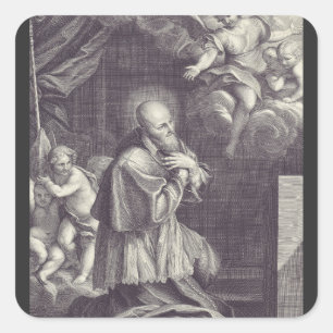 Sticker Carré Saint François de Sales Art en noir et blanc