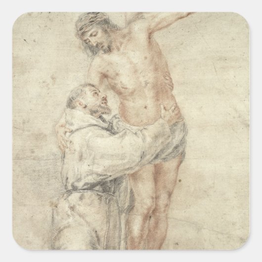 Sticker Carré Saint François : Rejeter le monde et embrasser (Devant)