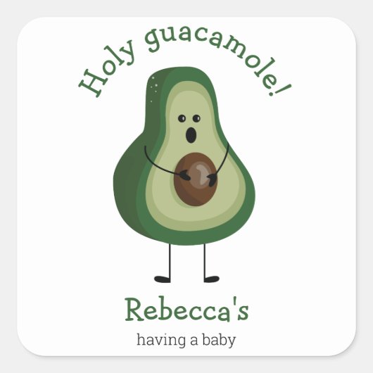 Sticker Carré Saint Guacamole ! baby shower ! (Devant)