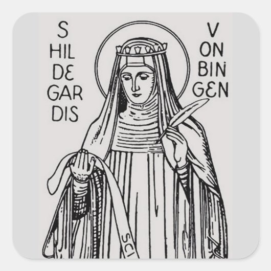 Sticker Carré Saint Hildegard de Bingen Abbess bénédictine (Devant)