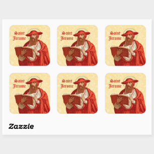 Sticker Carré Saint Jérôme comme cardinal avec livre (P 004)