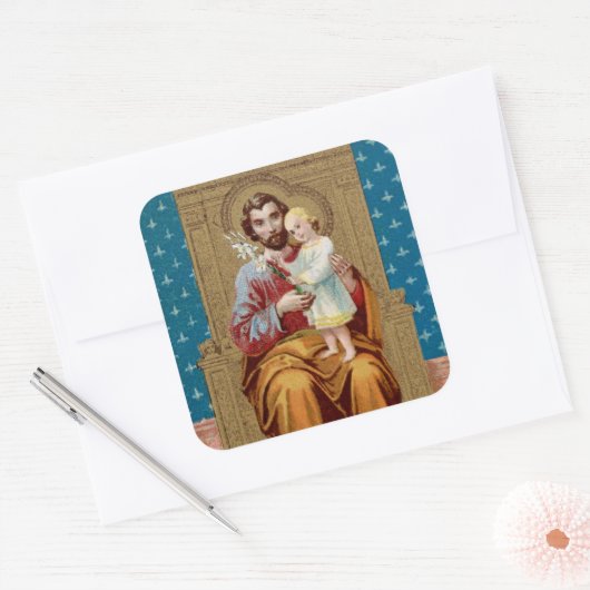 Sticker Carré Saint-Joseph avec enfant Jésus-Christ (Enveloppe)