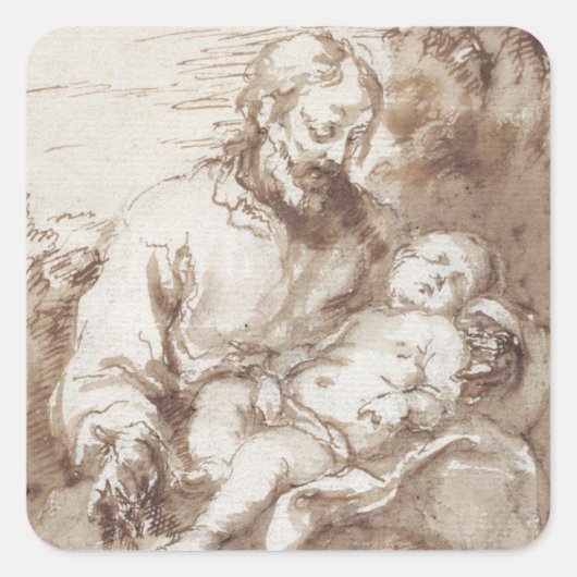 Sticker Carré Saint-Joseph with the Sleeping Christ Child (pen & (Devant)