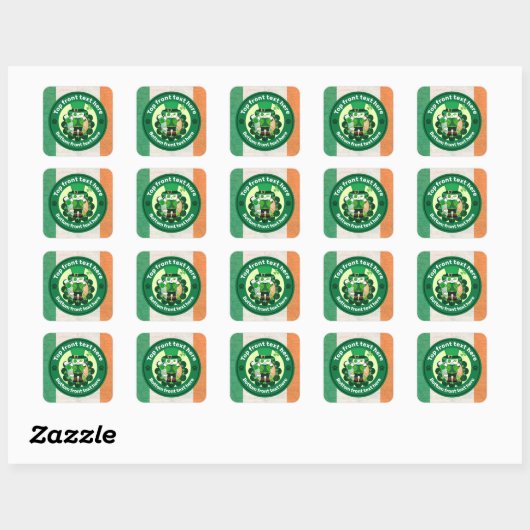 Sticker Carré Saint Patrick avec un chat à un oeil heureux (Feuille)