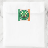 Sticker Carré Saint Patrick avec un chat à un oeil heureux (Sac)