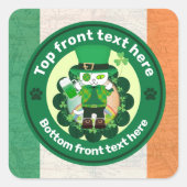 Sticker Carré Saint Patrick avec un chat à un oeil heureux (Devant)