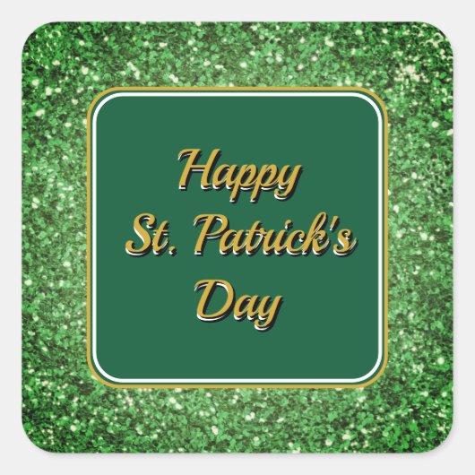 Sticker Carré Saint Patrick’s day scintillant parties scintillan (Devant)
