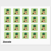 Sticker Carré Saint Patrick's Day Corgi Leprechaun Chien Chien C (Feuille)