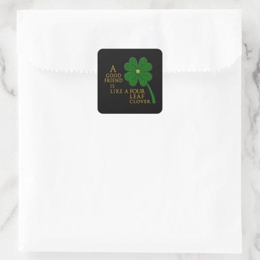 Sticker Carré Saint Patrick's Day Four Leaf Clover Good Friends (Sac)