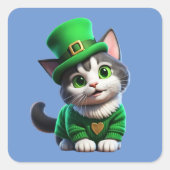 Sticker Carré Saint Patrick's Day Kitten (Devant)