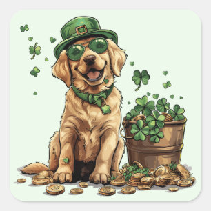 Sticker Carré Saint Patrick's Day Labrador Retriever Dog