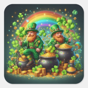 Sticker Carré Saint Patrick's Day Leprechaun's Gold