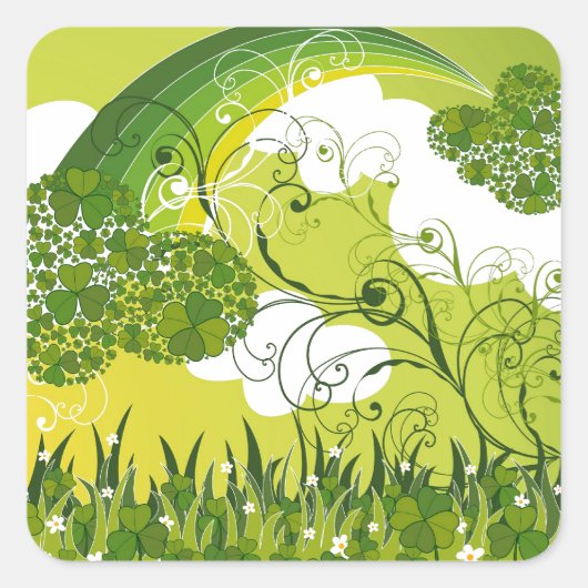 Sticker Carré Saint Patrick's Day Lucky Clovers Shamrock irlanda (Devant)