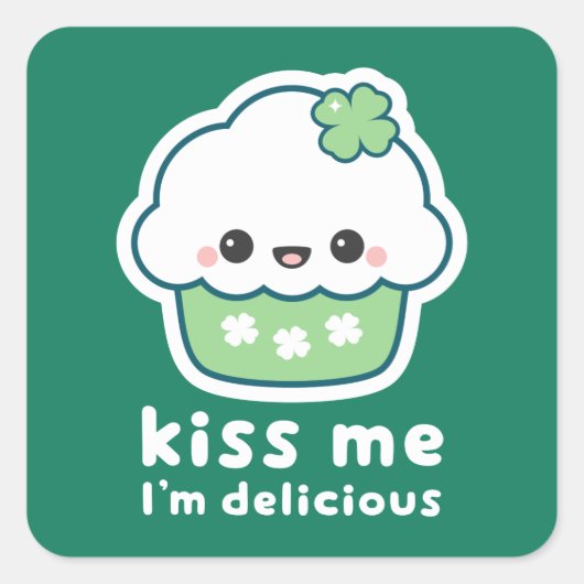 Sticker Carré Saint Patrick's Day Lucky Cupcake (Devant)