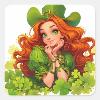 Sticker Carré Saint Patrick's Day Maiden