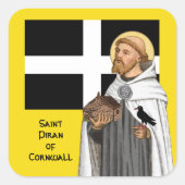 Sticker Carré Saint Piran de Cornwall (SAE 01) et son drapeau (Devant)